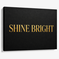 Tableau mural personnalisé sur toile SHINE BRIGHT, citation inspirante dorée, peinture sur toile tendue pour chambre à coucher