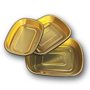 Boîte en papier d'aluminium noir et or, qualité alimentaire, micro-ondable, recyclable, jetable, avec couvercle, pour fruits de mer, sushi japonais - Product Image 1