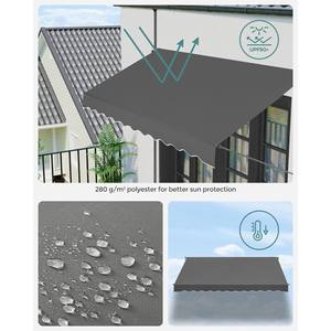 Toldo de Jardín con Estructura de Aluminio y Hierro y Lona de Poliéster 200x120cm, Color Beige, de Alta Calidad, Fácil de Abrir y Cerrar - Product Image 1