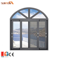 Ventana Arqueada Circular de Aluminio Hecha a Medida, Marco de Rejilla Decorativa Francesa de Aluminio, Vidrio Templado, Ventanas Arqueadas Semicirculares