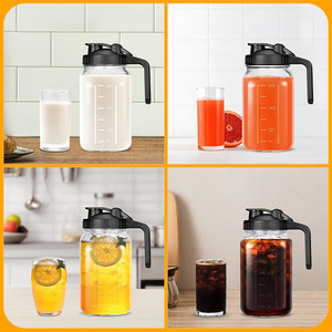 Pour café lait maternel thé au soleil thé glacé 2 pintes 64 oz 1.9 litres verre pichet à eau pot mason infusion à froid cafetière pichet - Product Image 6