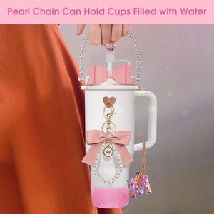 8Pcs Chai Nước Cup Phụ Kiện Thiết Lập Bao Gồm Xử Lý Dây Đeo Silicone Cup Khởi Động Kim Cương Rơm Bìa Bow Thư Keychain Charms - Product Image 3