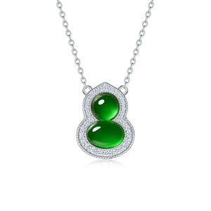 Collar con Colgante de Zirconia Verde Calabaza FYXL1302, Cadena de Eslabones Chapada en Oro, Diseño de Planta Moderno para Mujeres, Ideal para Fiestas - Product Image 1