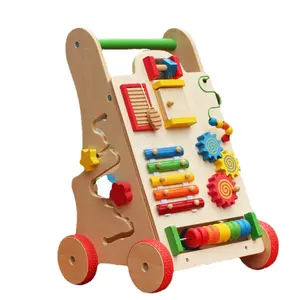 Di alta qualità Multi-funzionale carretto del bambino legno deambulatore apprendimento del bambino per bambini in legno carretto a mano push pull walker giocattoli