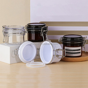 Bền rõ ràng rộng miệng đóng hộp Jar cho thực phẩm container <span class=keywords><strong>4</strong></span> <span class=keywords><strong>oz</strong></span> Pet nhựa lưu trữ hổ phách Jar với bản lề lật nắp & khóa Khóa - Product Image 2