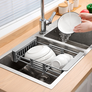 Évier de cuisine mettre baguettes évier au-dessus de l'évier égouttoir panier de vidange support de rangement rétractable - Product Image 1