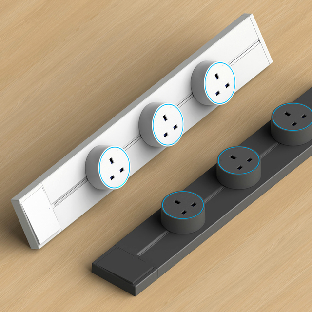 KSQ Surface Wall-Mounted Power Track Socket with Switch UK/US/EU Universal Multi-Functional Electrical Rail Track Sockets