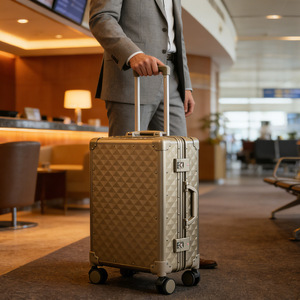 All-Aluminum-Magnesium Alloy Carry-On <b>Suitcase</b> 20-Inch With <b>Lock</b> Business Travel Durable Airplane Wheels - Product Image 2