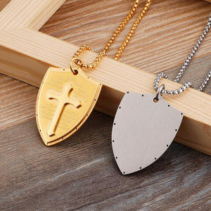 Collar de Bisutería de Moda para Mujer, Conjunto de Collar y Colgante de Acero Inoxidable con Diseño de Escudo - Product Image 3