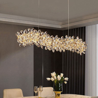 Lustre moderne de luxe en cristal long, design artistique haut de gamme pour restaurant, bar, comptoir, table à manger, salle à manger