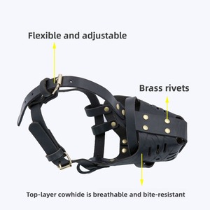 Bozal de Cuero Personalizado para Perros, Marca Privada, OEM ODM, Transpirable, de Piel de Vaca, Máscara de Seguridad para Mascotas, Compra al por Mayor, Equipo de Protección Resistente para <span class=keywords><strong>Akita</strong></span> - Product Image 3