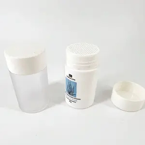 OEM cylinder shape baby care powder 80g bath powder empty skincare container with mesh