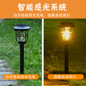 Lampe solaire de jardin Huichu, filament de tungstène, éclairage extérieur pour allées, résistant à la pluie, éclairage nocturne automatique - Product Image 3