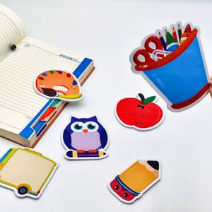 Blocs-notes créatifs autocollants découpés en forme de dessins animés (Couleurs variées) – Notes adhésives Hibou et Pomme pour le bureau et l'école - Product Image 5