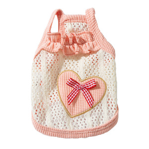 Tenue d'été pour chien, rose et jaune, avec nœud en forme de cœur, gilet en maille respirante pour petits et moyens chiens, Teddy Bichon Frise, vêtements de printemps et d'été - Product Image 5