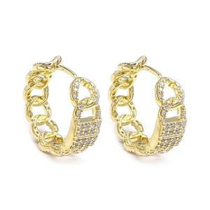 Boucles d'oreilles créoles en alliage plaqué or avec fermoir, bijoux de fête tendance, accessoire de mode unisexe - Product Image 4