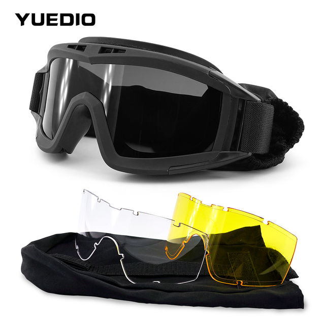 Tactical Protective Goggles 2.5mm Thick Lenses UV400 Impact-Resistant Safety Glasses for Outdoor Sports
