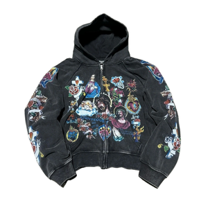 <span class=keywords><strong>Felpe</strong></span> con Zip Personalizzate, Spalle Scese, Lavaggio Acido, Stile Retrò Americano Premium, Gotico <span class=keywords><strong>Rock</strong></span> Harajuku, Larghe e Versatili per Coppie, Ideali per la Stampa - Product Image 4