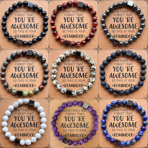 You Are Awesome Pulseras inspiradoras Cristales de confianza Pulseras de piedras de energía curativa para regalos del padre - Product Image 1