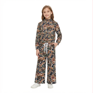 Ensemble 2 pièces décontracté pour filles Longlv, imprimé camouflage, écologique, haut sans manches et pantalon, tenue confortable - Product Image 1