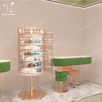 Ensemble de meubles de salon de manucure moderne de luxe bureau de manucure avec table et chaise de support en fer différentes couleurs pour l'art des ongles