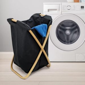 X-shaped Bamboo Oxford Cloth Laundry <b>Basket</b> Foldable <b>Large</b> Capacity Clothes <b>Storage</b> <b>Basket</b> for Home Use - Product Image 1