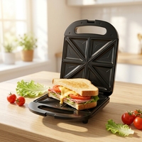 Grille-pain électrique automatique 4 tranches 2000W avec plaques antiadhésives, voyants LED, machine compacte pour panini et petit-déjeuner à domicile