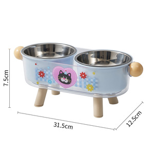 Gamelle double en acier inoxydable pour chats, surélevée, antidérapante, de forme ovale avec support pour le cou - Product Image 5