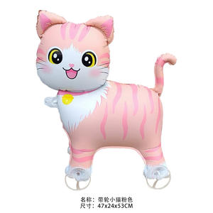 הגעה חדשה של ילדים מצוירת בלוני נייר ג 'ירפה דינוזאור כלב חתול ברווז הליכה בלוני חיות מחמד עם גלגל ליום הולדת - Product Image 4