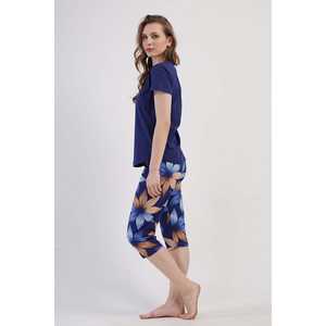 Traje de dormir capri ovalado de manga corta con cuello redondo para mujer - Product Image 3