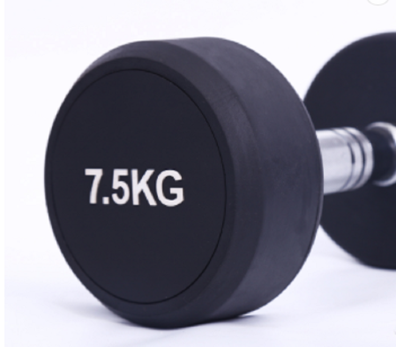 Free Weight Black Fixed Rubber round Dumbbell Weight Lifting Gym Dumbbell