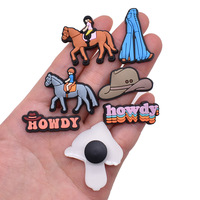HY Wholesale Nouveau design Accessoires de décoration en caoutchouc PVC pour bottes de style western, boucles pour sabots de filles roses, breloques pour chaussures de cow-boy et de cowgirl