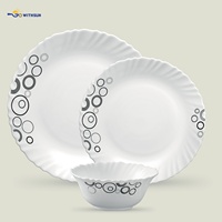 Vaisselle en verre opale blanc écologique très vendue avec motifs personnalisés, résistante à la chaleur et lavable au lave-vaisselle