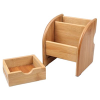 Organisateur de tiroir de bureau multifonction en bois et bambou avec boîte de rangement classique laquée autoportante à trois niveaux