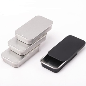 Large Stock Small Empty Rectangular Mint/Candy Storage Slide Top Metal Tin Box