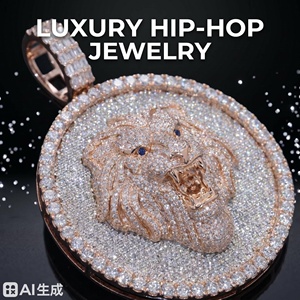 Collana Hip-Hop da Uomo con Pendente a Testa di <span class=keywords><strong>Leone</strong></span> in Moissanite VVS1 Colore <span class=keywords><strong>D</strong></span> da 3 Pollici, in <span class=keywords><strong>Argento</strong></span> S925 Placcato Nano, Stile Iced Out - Product Image 1