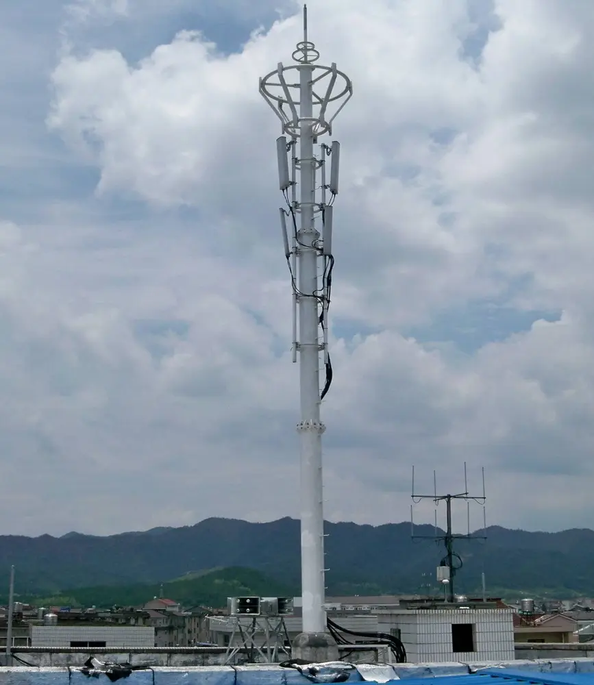 Mât d'antenne de télécommunication en acier galvanisé, 18m, 20m, 25m, 30m, tour radio internet, télécoms monopode