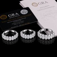 Bague Moissanite de Luxe Intemporelle en Argent S925, Design Demi-Éternité avec Gemme Ovale et Serties Solides, pour la Mode Quotidienne et les Occasions Spéciales