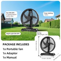 Ventilateur de table rechargeable à batterie lithium 18 pouces avec fonction oscillante et minuterie 1-8h pour un refroidissement estival