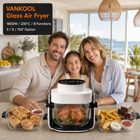 Friteuse à air portable 8-en-1 avec bol en verre non toxique, four visuel de grande taille, grille réversible LFGB ETL CE
