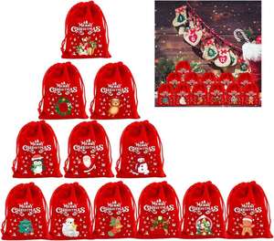 Bolsa de Almacenamiento de Regalos de Terciopelo Reutilizable con Cordón para Regalos Pequeños, Bolsa de Almacenamiento de Regalos de Navidad - Product Image 1