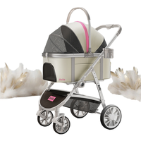 Poussette pour animaux de compagnie multifonctionnelle à quatre roues réglables, écologique, lavable, pliable d'une seule main, utilisation en extérieur, portable, légère