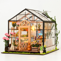 Kit de maison de poupée miniature DIY pour serre de fleurs avec lumière LED, kit de maison de fleurs miniature 3D pour adultes