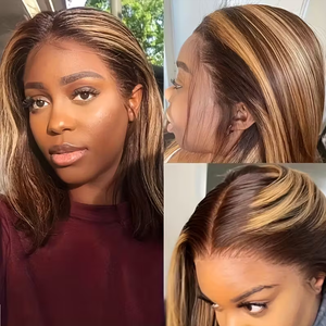 도매 싸구려 13x4 레이스 전면 브라질 머리 가발 10 인치 짧은 밥 가발 4/27 투명 HD 레이스 12A 등급에 흑인 여성을 위한 - Product Image 5