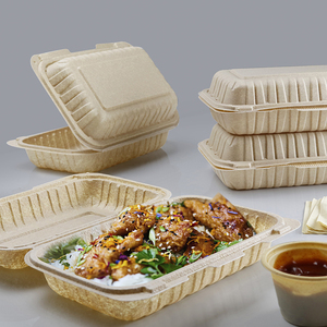 Dùng Một Lần Thực Phẩm Container 5 Ngăn Lò Vi Sóng Nhựa Hộp Vuông Với Nắp Phân Hủy Sinh Học Vỏ Sò Bao Bì Cho Nhà Hàng - Product Image 4