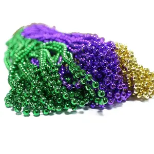 St. Patrick's Metallic Ball Chain MOT Throw Beads 33''6mm Mardi Gras Beads Christmas Dublin Irish Festival Decoration Necklace