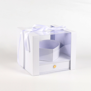 Hộp Hoa Hồng Nổi Tiếng Hộp Hình Trái Tim Trung Ngăn Kéo Đáy Hộp Quà Tặng Sang Trọng Với Cửa Sổ <span class=keywords><strong>PVC</strong></span> Và Tay Cầm Ruy Băng - Product Image 5