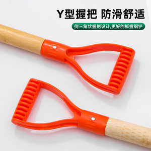Pala de jardín Luwei de acero al manganeso con mango de madera y empuñadura en D naranja para cavar, plantar y desmalezar - Product Image 5