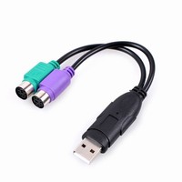 Adaptateur actif PS/2 vers USB, convertisseur double clavier et souris PS2 pour PC portable Windows 10 11 Linux Mac, Plug and Play, sans pilote