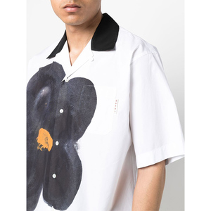 Custom Men's White <strong>Shirt</strong> Cotton Short Sleeve <strong>Bowling</strong> Sports Ink Flower Graphic Print <strong>Vintage</strong> <strong>Shirts</strong> - Product Image 3